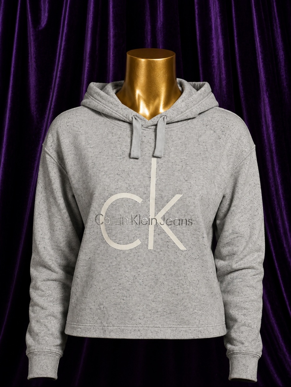 Calvin Klein Jeans Light Gray Speckled Logo Hoodie